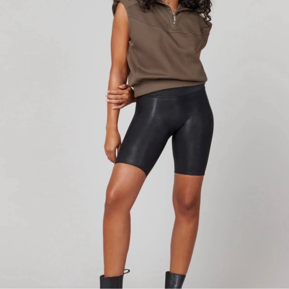Spanx faux leather biker shorts